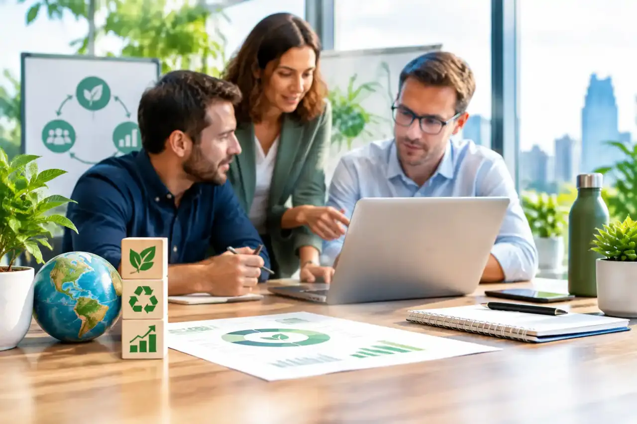 Équipe dirigeante analysant les priorités RSE d'une entreprise