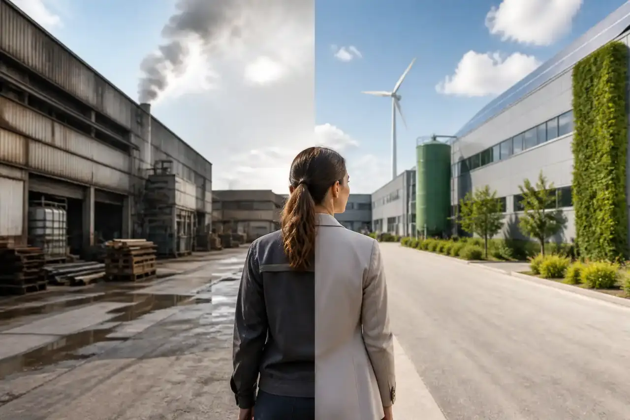Bureau d'entreprise moderne et lumineux avec une équipe travaillant sur la performance durable