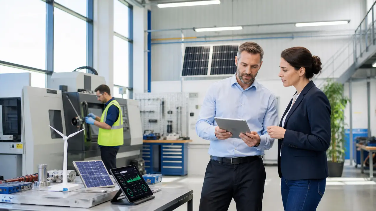 Atelier moderne et lumineux, équipes en train d’optimiser leur consommation d’énergie